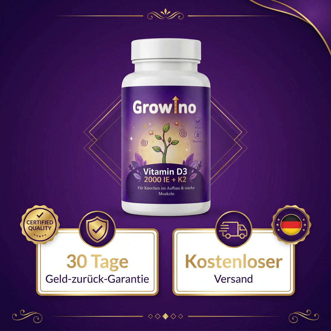Growino – Vitamin D3 + K2 MK-7
