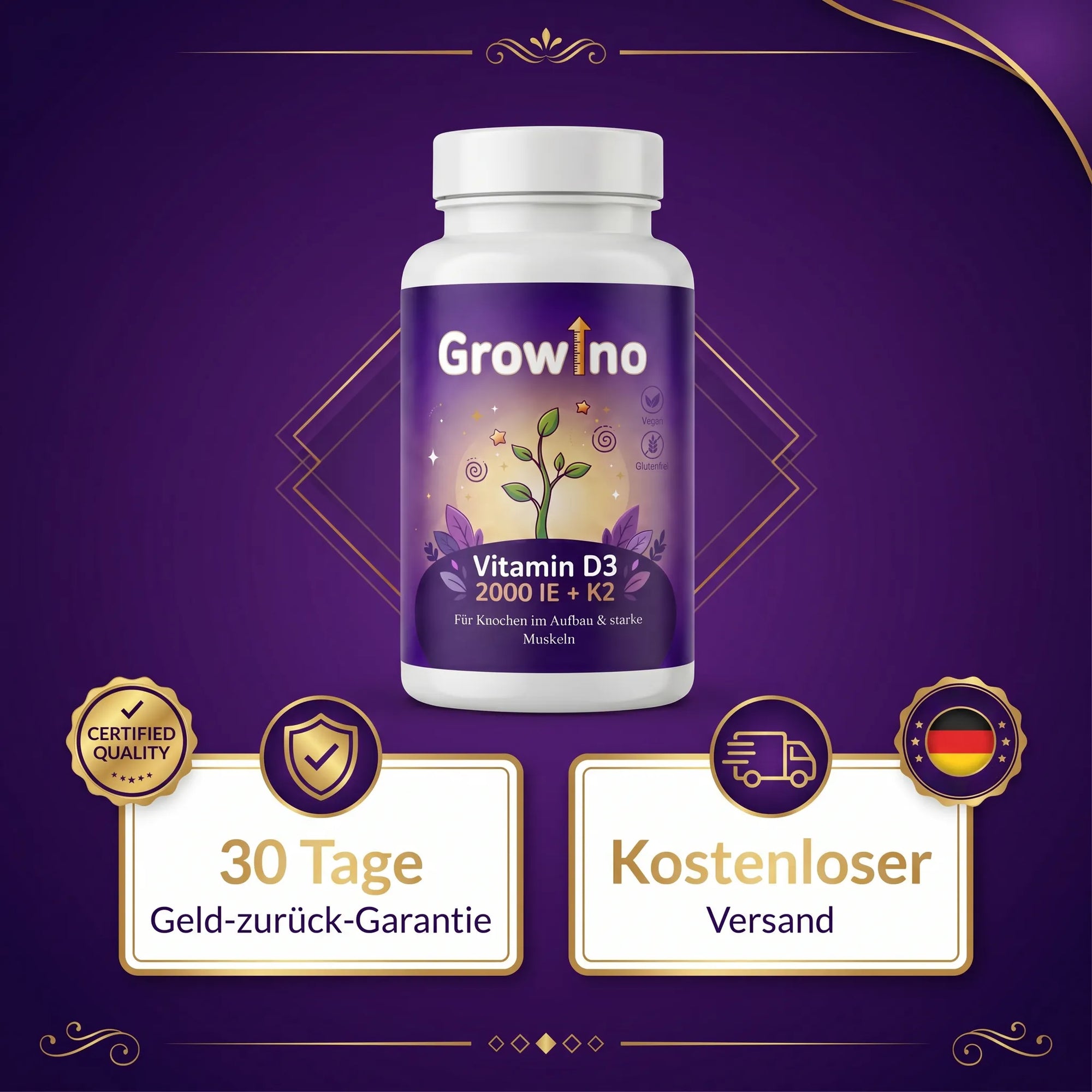 Growino – Vitamine D3 + K2 MK-7