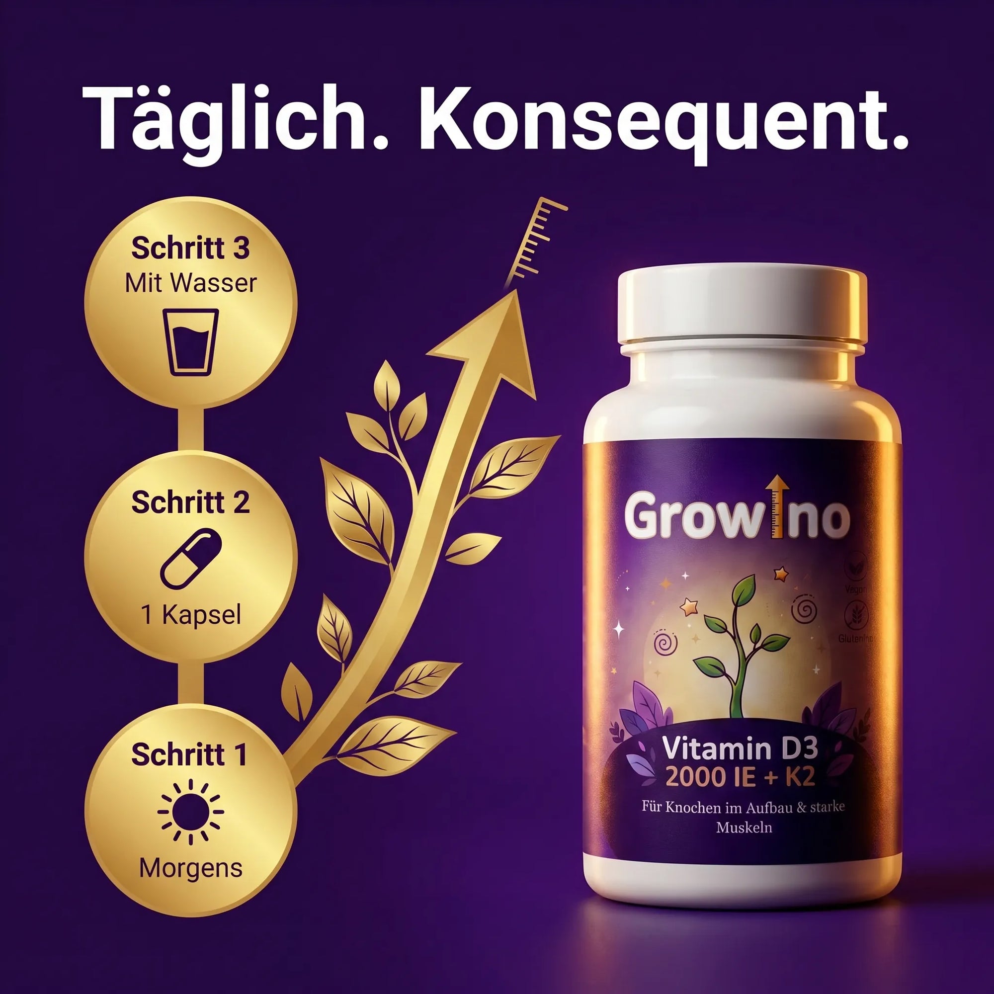 Growino – Vitamine D3 + K2 MK-7